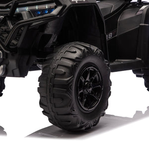 English Elm 24v Kids Electric Ride-on Atv with Dual Motors Bluetooth Led Lights and Flag Poles Black W1578P305893