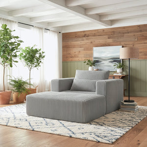 English Elm Oversized Corduroy Floor Lounge Chair with Modular Ottoman All Foam Deep Seat W3326S00027