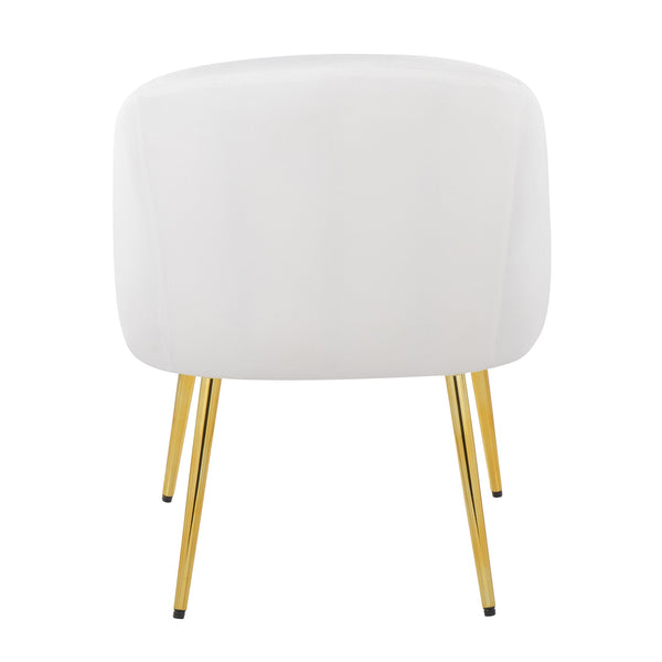 English Elm Contemporary Velvet Accent Chair with Gold Metal Legs for Living Room Decor White B202P223653