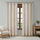 Beals Casual Faux Linen Tab Top Fleece Lined Curtain Panel