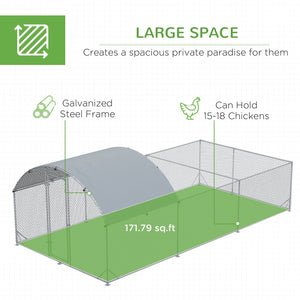 English Elm Pawhut Walk in Galvanized Metal Chicken Run Dome Enclosure Outdoor Yard Hen Coop W2225P217058