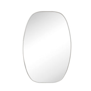 English Elm 24x36 Matte Metal Framed Oval Wall Mirror with Hd Glass for Bath or Entryway Silver W2203P474696