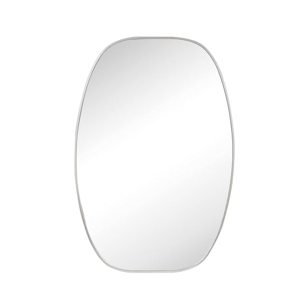 English Elm 24x36 Matte Metal Framed Oval Wall Mirror with Hd Glass for Bath or Entryway Silver W2203P474696