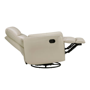 English Elm Luxurious swivel glider recliner chair with top-grain leather, plush foam over coils and sturdy frame taupe 36 L x 30.5 W x 26 H B011P395598