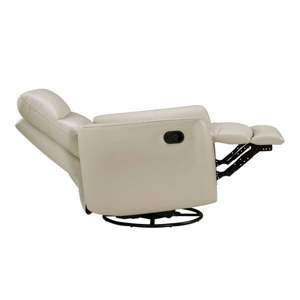 English Elm Luxurious swivel glider recliner chair with top-grain leather, plush foam over coils and sturdy frame taupe 36 L x 30.5 W x 26 H B011P395598