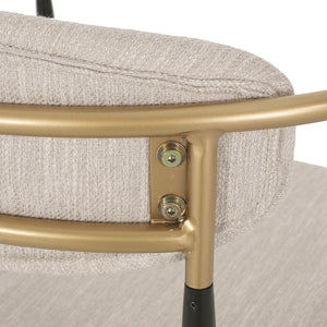 English Elm Dining Arm Chairs Set of 2 Gold Accent Iron Frame Upholstered Modern Minimalist N771P392272A