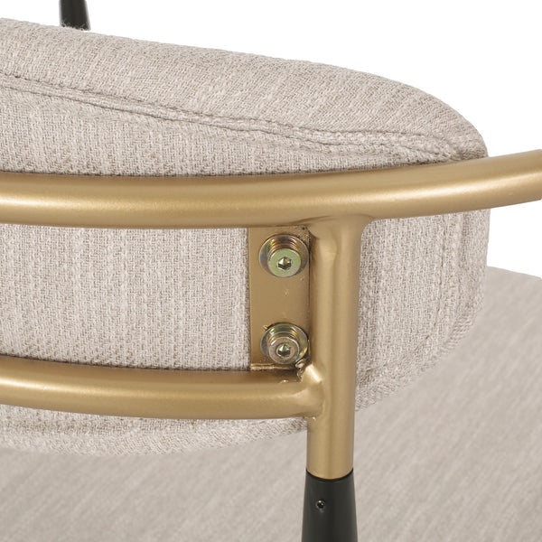 English Elm Dining Arm Chairs Set of 2 Gold Accent Iron Frame Upholstered Modern Minimalist N771P392272A