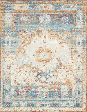 Unique Loom Rosso Bellini Machine Made Border Rug Beige, Blue/Gray/Ivory/Orange/Red 8' 0" x 10' 0"
