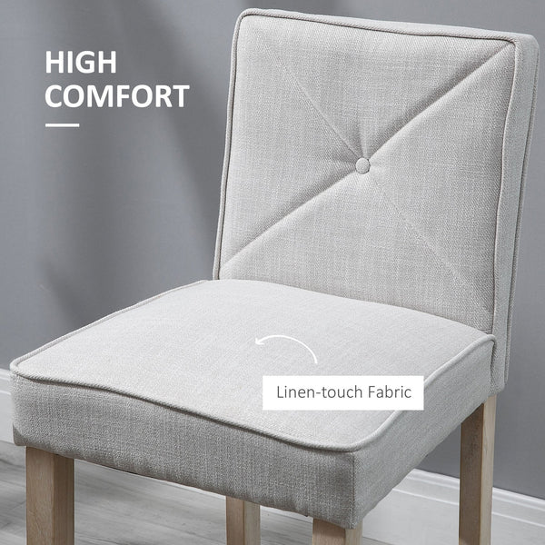 English Elm HOMCOM Upholstered Bar Stools Set of 2 with Backrest and Solid Wood Legs, Beige, Stylish Comfort W2225P217136