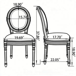 English Elm French Country Upholstered Dining Chairs Solid Wood Round Back Set for Kitchen W3426P459605