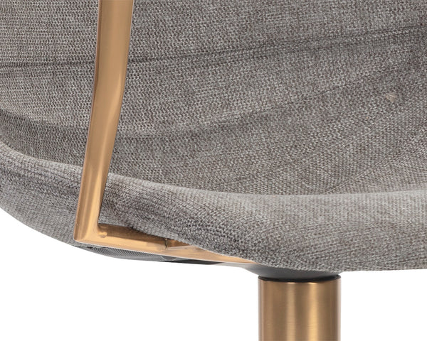 Sunpan Andres Swivel Dining Armchair – Elegant Industrial Design with Gold Legs for Stylish Dining Spaces Belfast Koala Grey