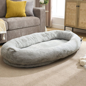 English Elm Human Dog Bed Oversized Memory Foam Floor Lounger with Plush Surface and Storage Pocket W2705P255385