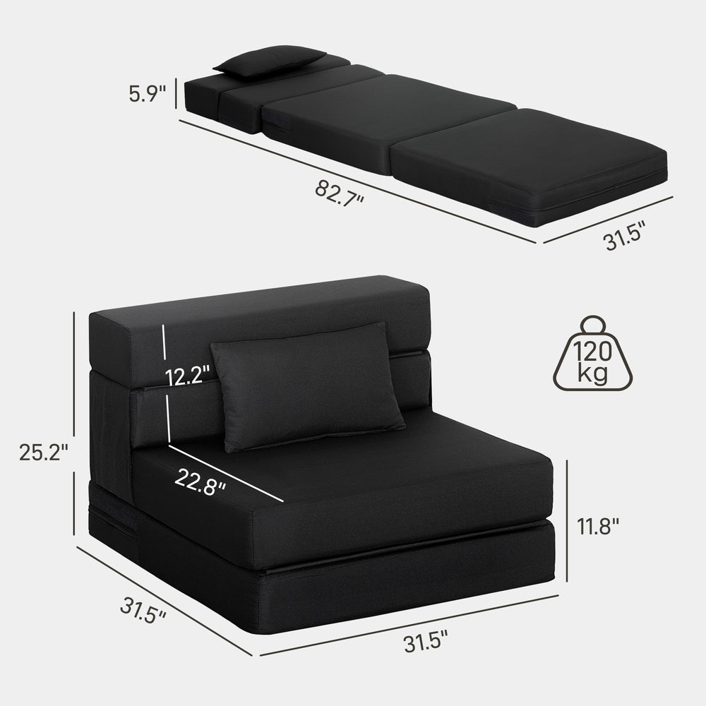 English Elm Folding Sleeper Chair Linen Upholstered High Density Foam Guest Room Floor Sofa Bed T3971P390263