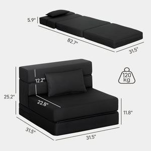 English Elm Folding Sleeper Chair Linen Upholstered High Density Foam Guest Room Floor Sofa Bed T3971P390263