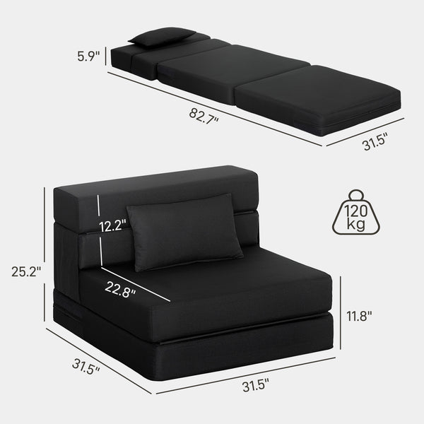 English Elm Folding Sleeper Chair Linen Upholstered High Density Foam Guest Room Floor Sofa Bed T3971P390263