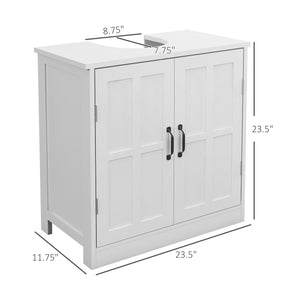 English Elm Bathroom Pedestal Sink Cabinet with U-Shaped Design, Adjustable Shelf, White Storage Solution W2225P173922
