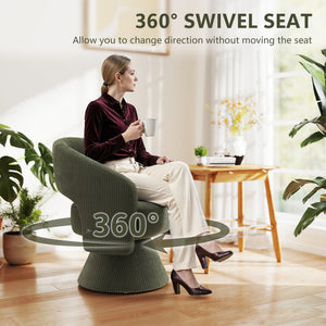 English Elm Swivel Barrel Chair Corduroy Upholstered with 360 Rotation for Living Room Reading W2225P485570
