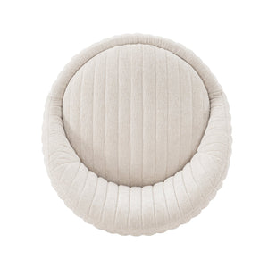 English Elm Leela Plush Chenille Swivel Lounge Chair with Brushed Gold Base, Ribbed Stitching, 440lb Capacity Cream B365P397955
