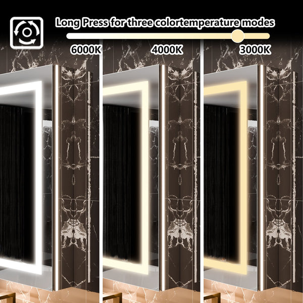 English Elm Smart Led Medicine Cabinet with Anti-fog Gfci Outlet Dimming Bathroom Storage W637P148122