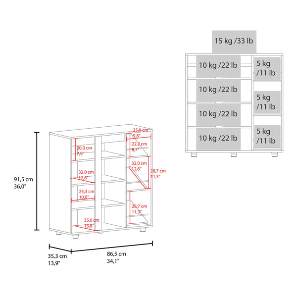 English Elm White 2-Door Shoe Storage Cabinet with 8 Shelves – Sleek White Melamine Organizer for Entryway, Hallway, Closet (34.1" W x 36" H) B062P380076