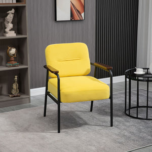 English Elm HOMCOM Velvet Modern Accent Chair with Padded Seat and Back, Armchair with Steel Legs, Cozy Upholstery Yellow W2225P217422