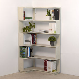 English Elm 90cm L-shaped Corner Bookshelf Five Tier Open Storage for Office Bedroom Living Room W2899P444148