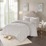 Madison Park Laetitia Shabby Chic 3-Piece Tufted Cotton Chenille Medallion Duvet Cover Set MP12-5983 Grey