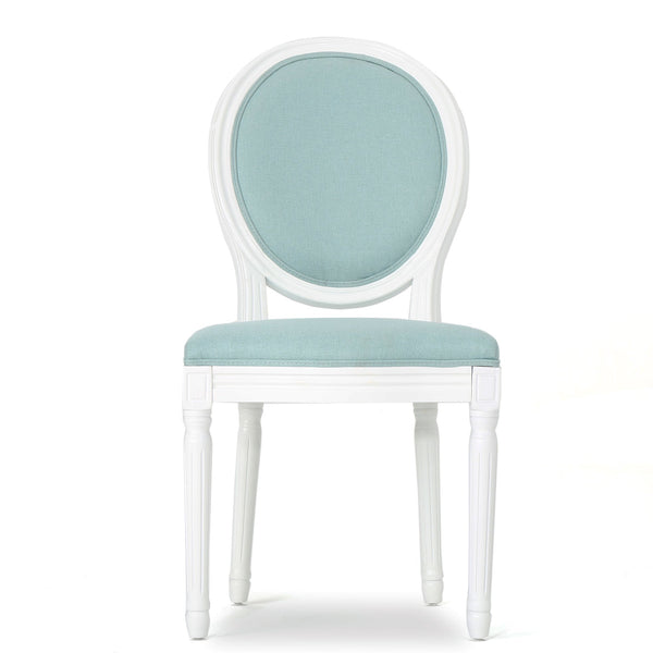 English Elm Christopher Knight Home® - Kd Dining Chair Set Of 2 - Elegant French Country Upholstered Chairs With Fluted Legs & Aqua Fabric 60352.00LBL