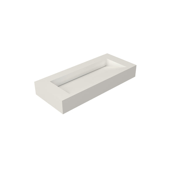 English Elm 42'' Solid Surface Pedestal Basin Matte White Waterfall Edge Sculptural Bathroom Sink T3785P491213