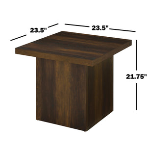 English Elm Square Engineered Wood Accent Table with Sculptural Pedestal Base for Modern Living Rooms B016P473296