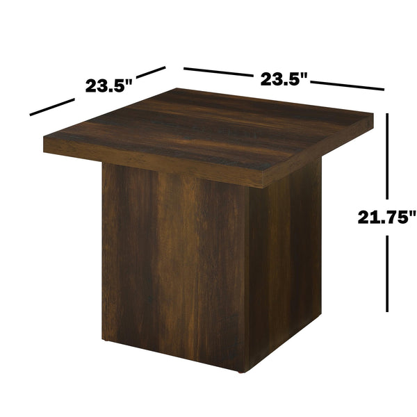 English Elm Square Engineered Wood Accent Table with Sculptural Pedestal Base for Modern Living Rooms B016P473296