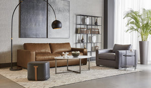 Sunpan BAYLOR Sofa - Luxurious Marseille Camel Leather for Elegant Living Rooms and Stylish Offices 106616