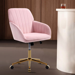 English Elm Ty Ergonomic Velvet Swivel Office Chair - Plush Memory Foam Comfort, Stylish Baby-Pink Design, Durable W2311P295811-GIGA
