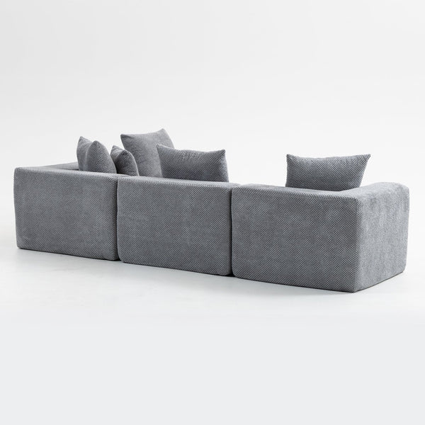English Elm Modular Low Profile Sectional Sofa Plush Chenille Upholstery for Cozy Living Rooms W3326S00031