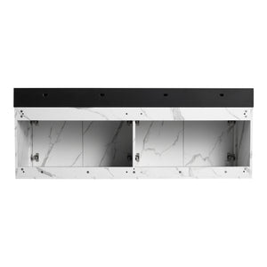 English Elm 60 Inch Wall-Mounted Bathroom Vanity With Double Black Resin Sink – Modern, Durable & Stylish Design W999S00255