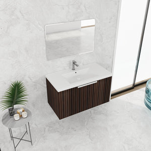 English Elm 36 Inch Silver-Brown Stripe Wall-Mounted Vanity with Resin Sink, Soft-Close Doors & Spacious Storage W999P204953