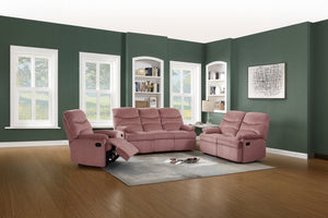 English Elm Recliner Velvet Tufted Loveseat with Manual Side Handle, Plush Arm Pillows for Ultimate Comfort and Style Pink 73 L x 31 W x 26 H B089P240501