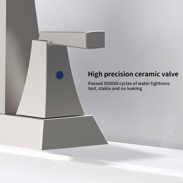 English Elm 2-Handle Bathroom Sink Faucet In Brushed Nickel - Modern Centerset Design With Pop-Up Drain & Supply Lines T3177P277476