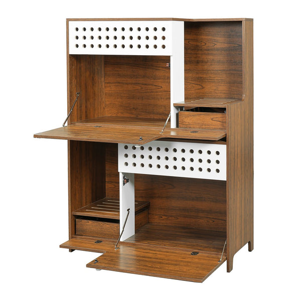 English Elm Modern Mdf Cat Litter Box Enclosure Side Table with Ventilated Storage Compartment Brown N752P394342D