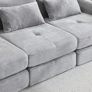 English Elm Modular Cloud Sectional Sofa Bed with Flannelette Upholstery for Flexible Living Grey W1829S00076