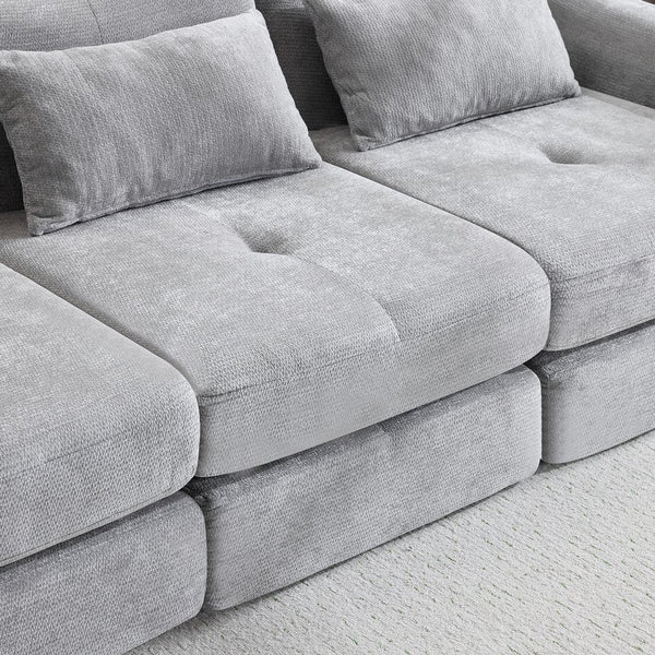 English Elm Modular Cloud Sectional Sofa Bed with Flannelette Upholstery for Flexible Living Grey W1829S00076