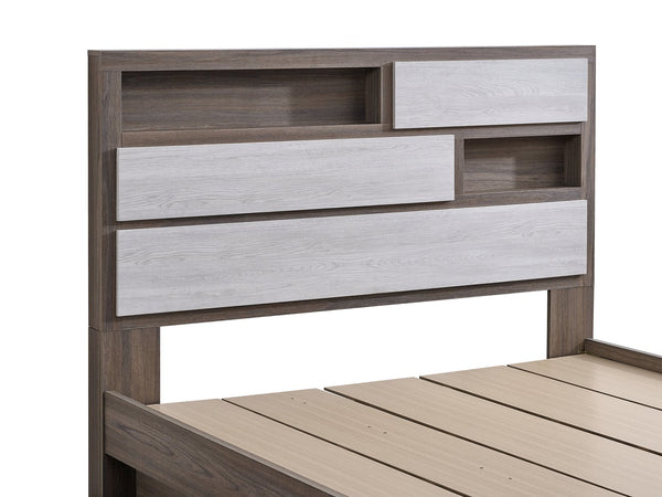 English Elm Aberdeen King Panel Bed Tall Headboard Gray Oak Finish Contemporary Bedroom Frame B078S00713