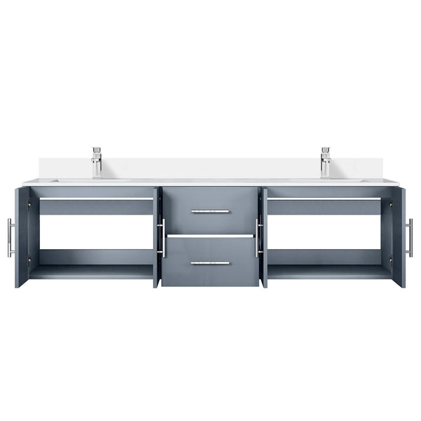 English Elm Dark Grey Double Bath Vanity 72" W x 22" D with Cultured Marble Top, Soft-Close Drawers, Faucet Set B2731P258698