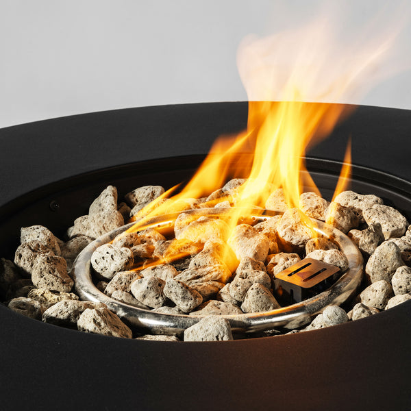 English Elm 32" 32inch Propane Fire Pit Table 50,000 BTU Steel Outdoor Patio Wicker Look with Rocks Lid Included W853P193941
