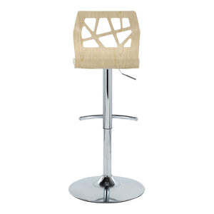 English Elm Adjustable Swivel Barstools Mid-century Modern Walnut and Cream Faux Leather Set of 2 B202S02182
