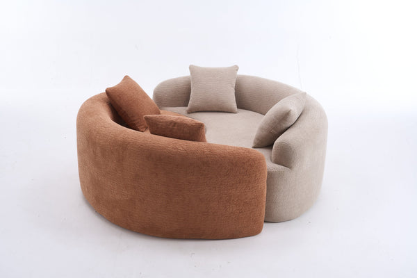 English Elm LY-042 Zen-Inspired S-Curved Dual-Depth Loveseat with Chenille Upholstery, Ready-to-Use Comfort Coral W2231P329722