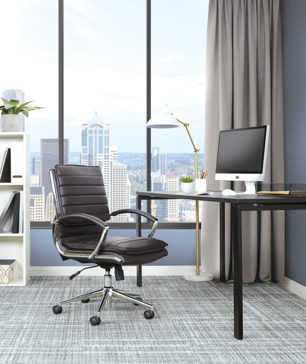 OSP Home Furnishings High Back Executive Office Chair Faux Leather Ergonomic Seat with Chrome Arms and Lumbar Support Mid SPX23591C-U1