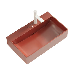 English Elm LOFI Ceramic 24" Bathroom Basin with Center Drain and Faucet Hole, Durable Scratch-Resistant Finish Red W2615P210343