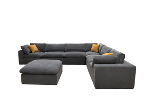 English Elm Coffee Bean Textured Modular Sectional Sofa Low Profile Contemporary Living Room Light Gray B2748S00070