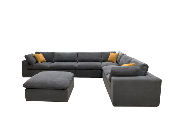 English Elm Coffee Bean Textured Modular Sectional Sofa Low Profile Contemporary Living Room Light Gray B2748S00070